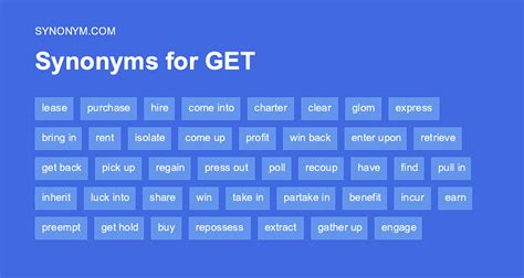 Find 314 different ways to say GET, along with antonyms, related words, and example sentences at Thesaurus. . Gotten synonym